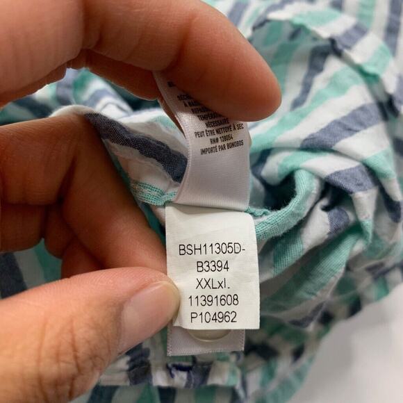 Bonobos Shirt Mens XXL Long Standard Fit Capri Grey Striped Seersucker Cotton - Picture 7 of 10